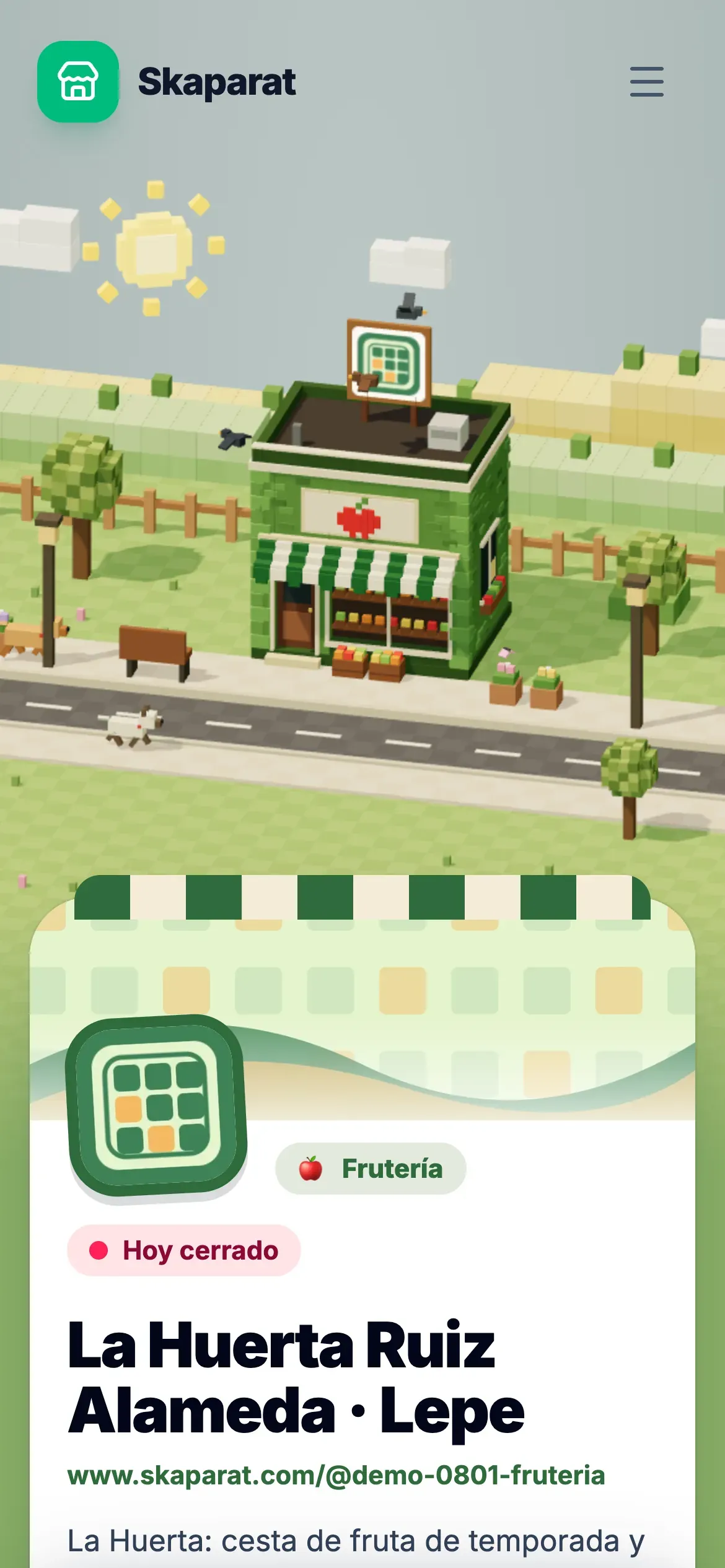 A greengrocer's shop page on a phone